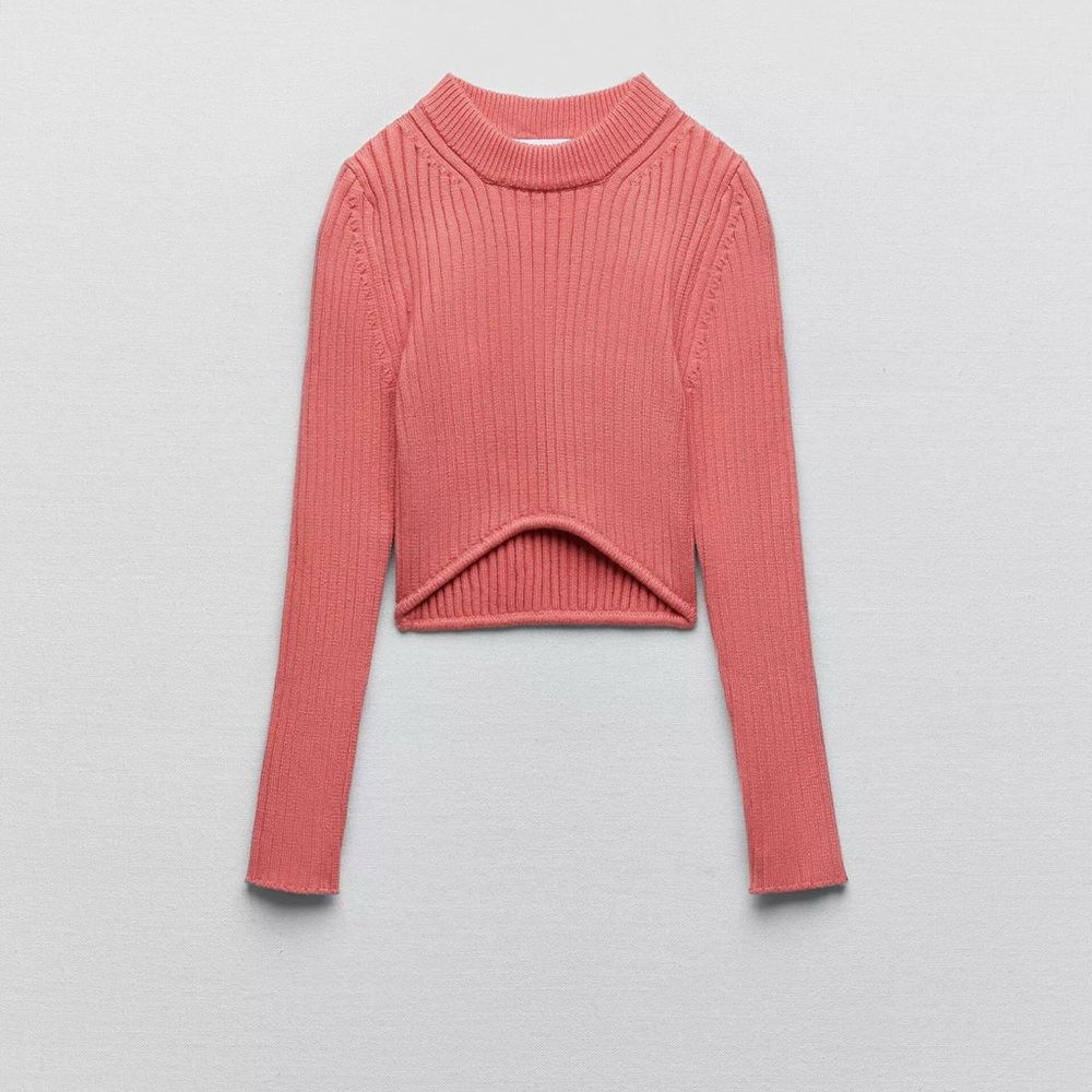 Zara Pink Ribbed Crop Top